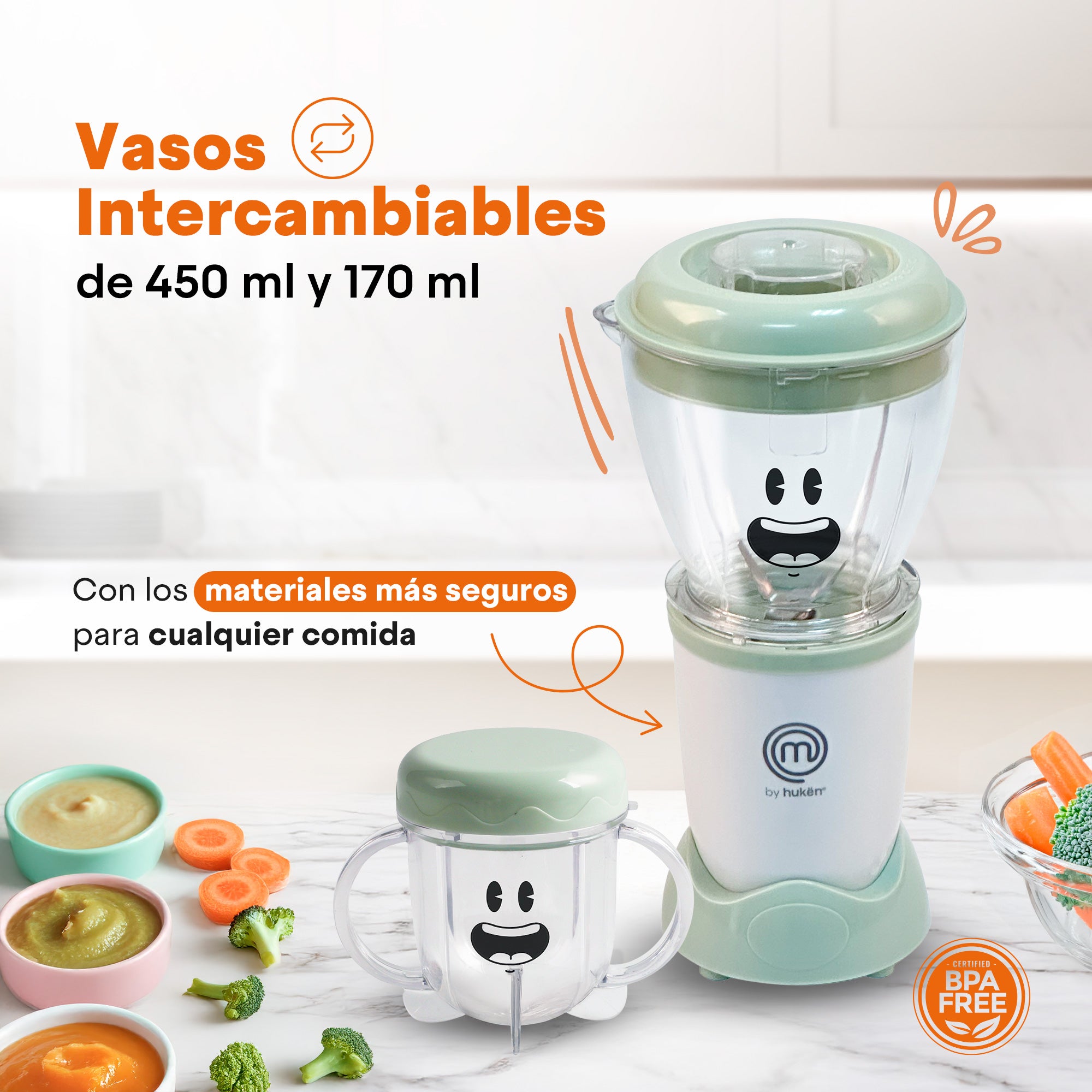Set de Licuadora Nutri-Baby | 2 Aspas para Papillas y Cereales | Vasos de 450ml y 170 ml