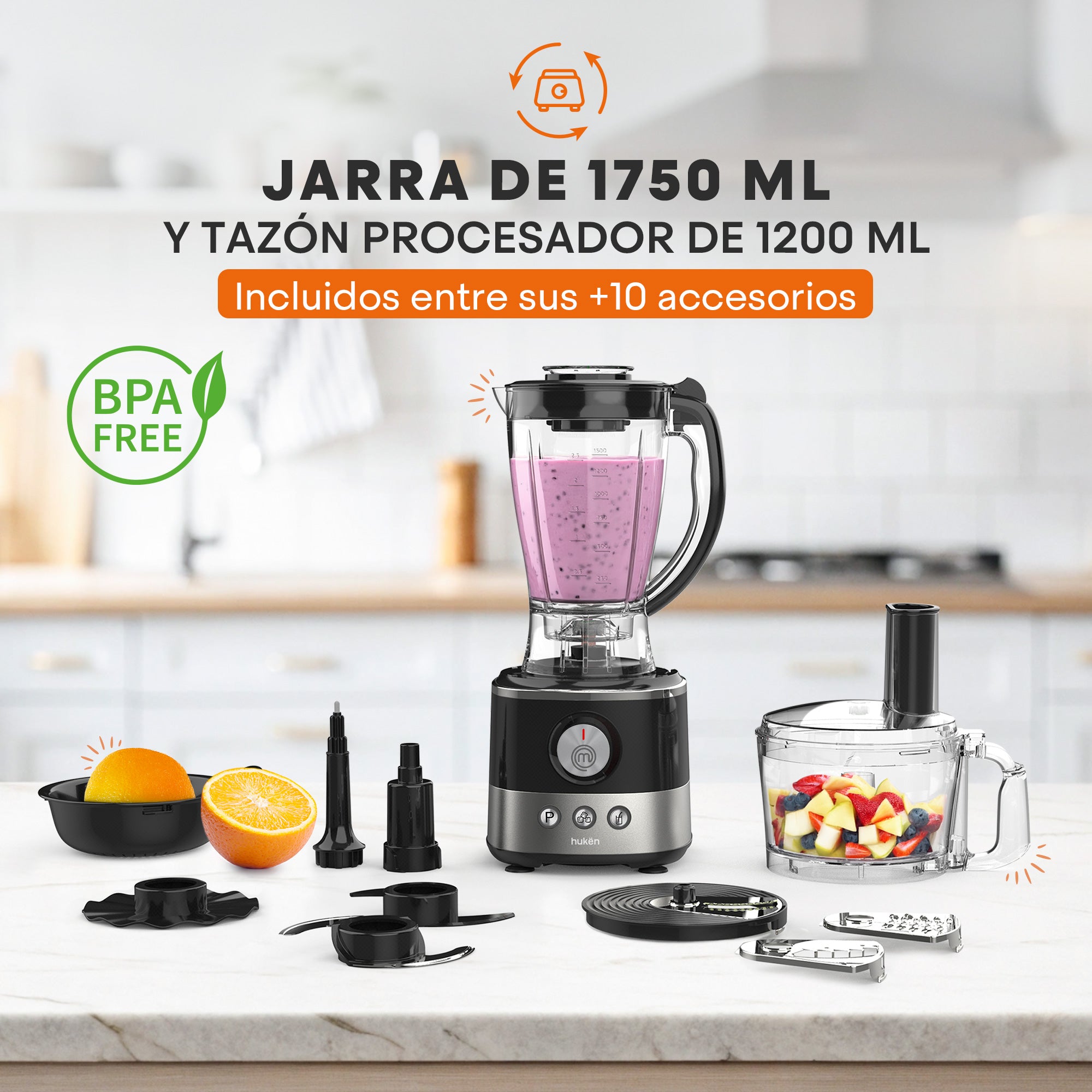 Sistema de Cocina Chef-Deluxe | 650W | 10+ Accesorios | Acero Inoxidable