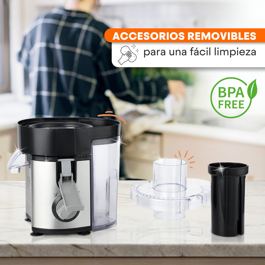 Extractor de Jugos Fresh+ | 400W | Acero Inoxidable | 2 Velocidades | Recolector de Pulpa 600ml
