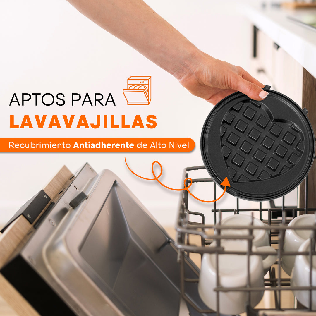 Multi-Maker | 7 Platos Intercambiables Antiadherentes | Waffles, Hot Cakes, Quesadillas y Más | Sistema FLASH-COOK | Fácil Limpieza