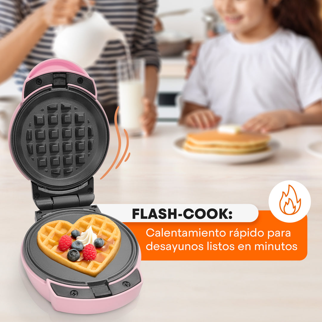 Multi-Maker | 7 Platos Intercambiables Antiadherentes | Waffles, Hot Cakes, Quesadillas y Más | Sistema FLASH-COOK | Fácil Limpieza