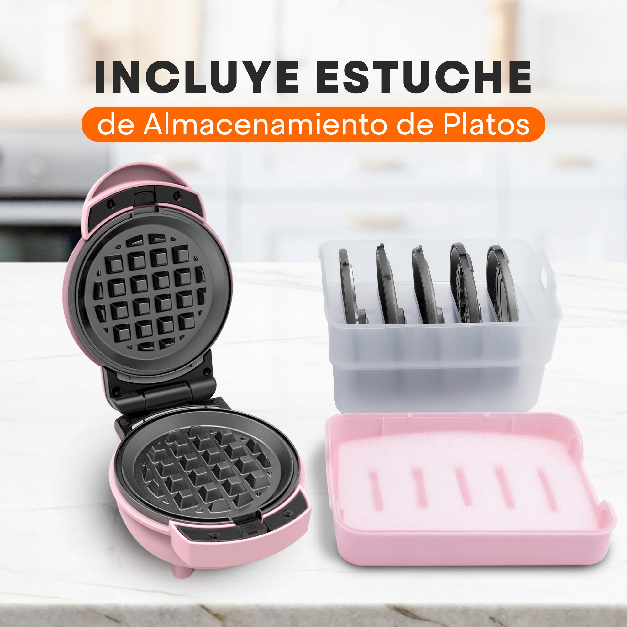 Multi-Maker | 7 Platos Intercambiables Antiadherentes | Waffles, Hot Cakes, Quesadillas y Más | Sistema FLASH-COOK | Fácil Limpieza