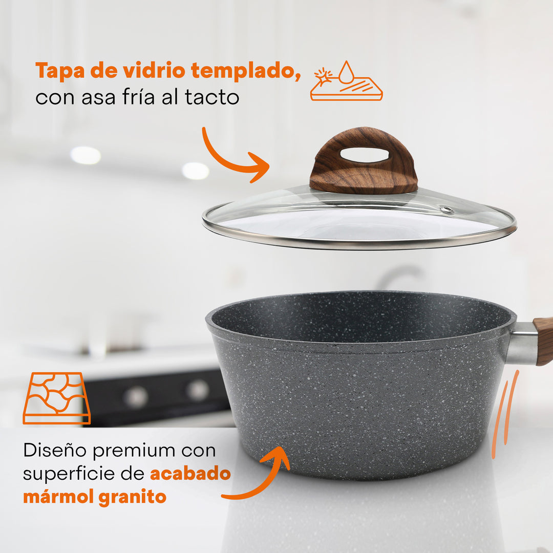 Set de Cocina Granite+ | 5 piezas | Aluminio Forjado | Versátil y Multifuncional | Hukën x MasterChef