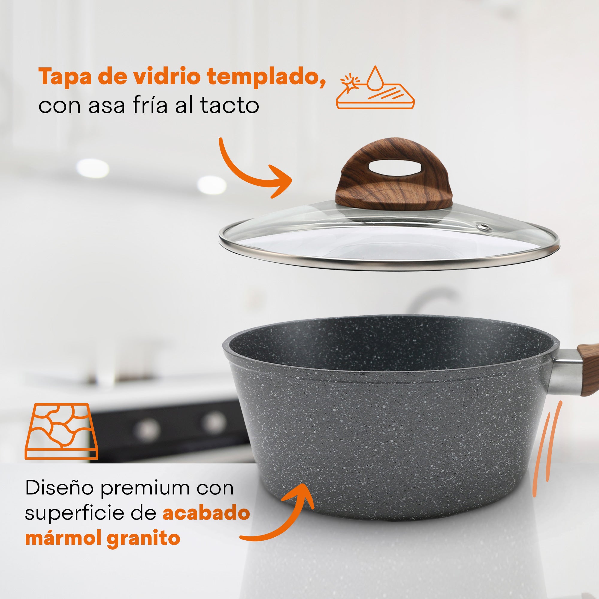 Set de Cocina Granite+ | 5 piezas | Aluminio Forjado | Versátil y Multifuncional | Hukën x MasterChef