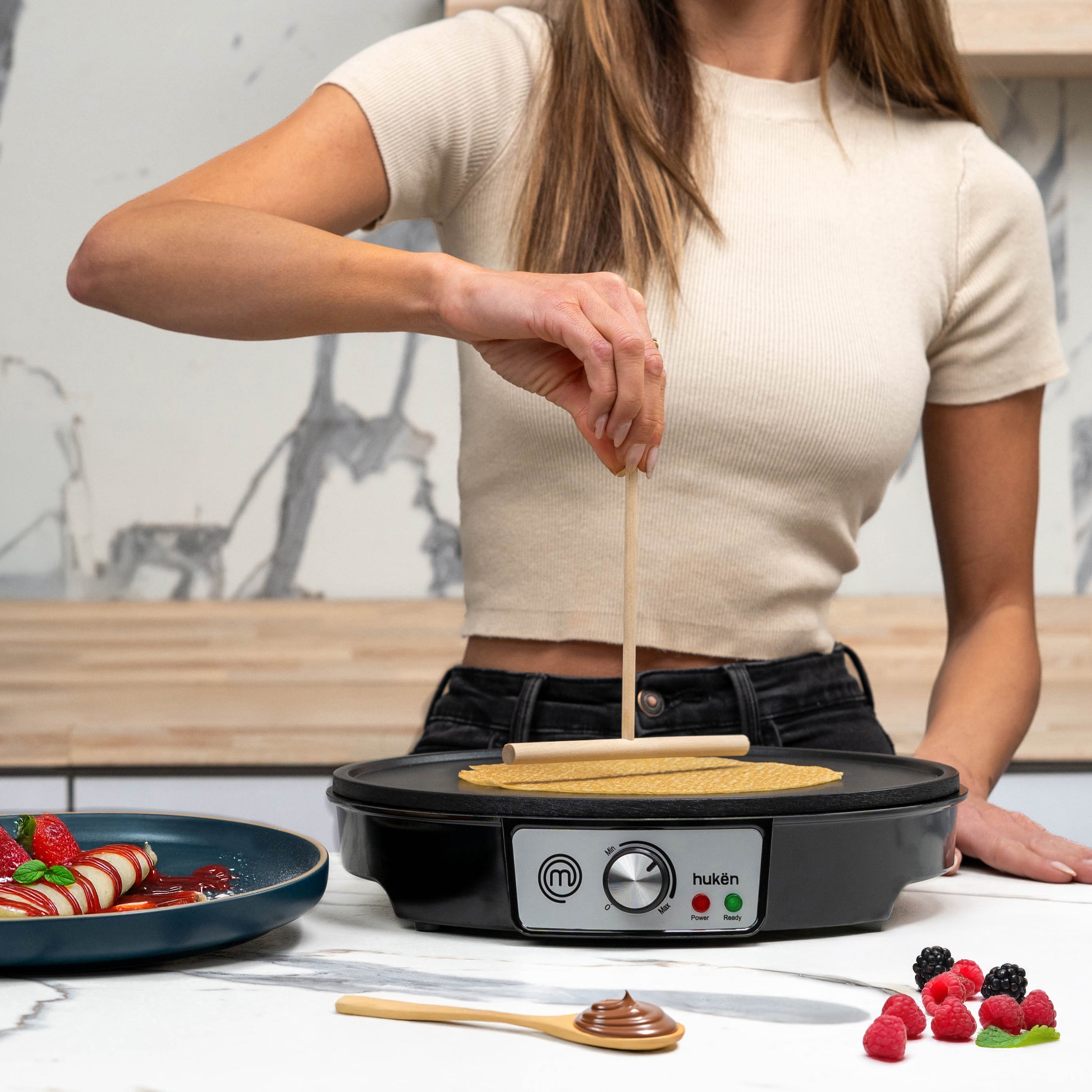 Crepera Eléctrica | Parrilla Redonda de 12 Pulgadas