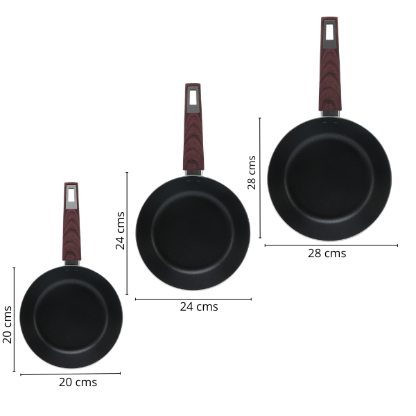 Hukën Masterchef | Wood Pro Frying Pan Set | Forged Aluminum | Fast and Even Heating