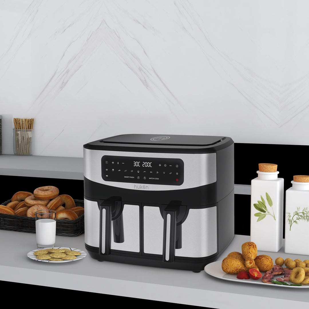 Freidora de Aire Multifuncional Dual Cook+  |  2 en 1 | Air Fryer | 9 Litros | Dual-Fry | Touch | Acero Inoxidable