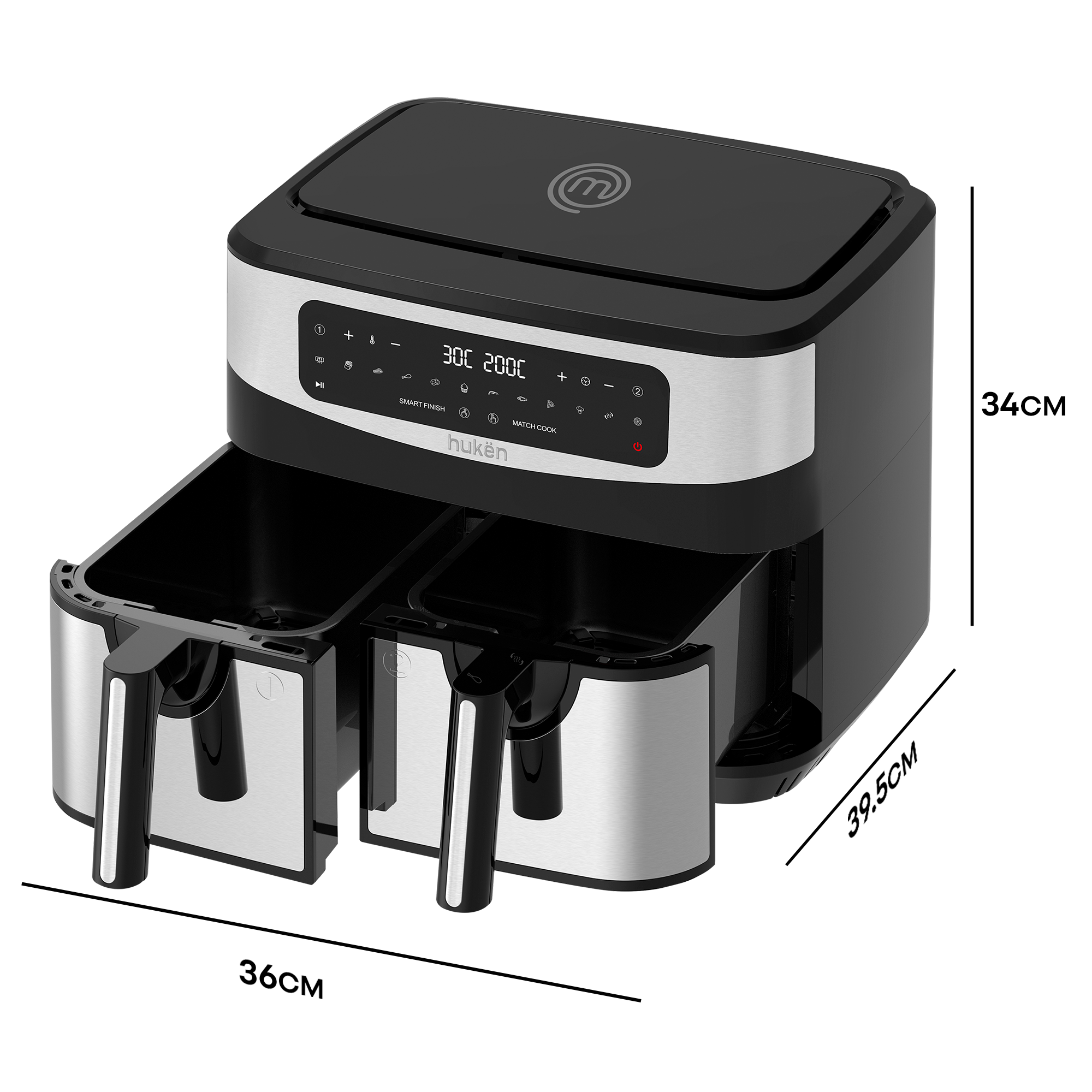 Freidora de Aire Multifuncional Dual Cook+  |  2 en 1 | Air Fryer | 9 Litros | Dual-Fry | Touch | Acero Inoxidable
