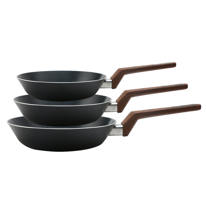 Hukën Masterchef | Wood Pro Frying Pan Set | Forged Aluminum | Fast and Even Heating