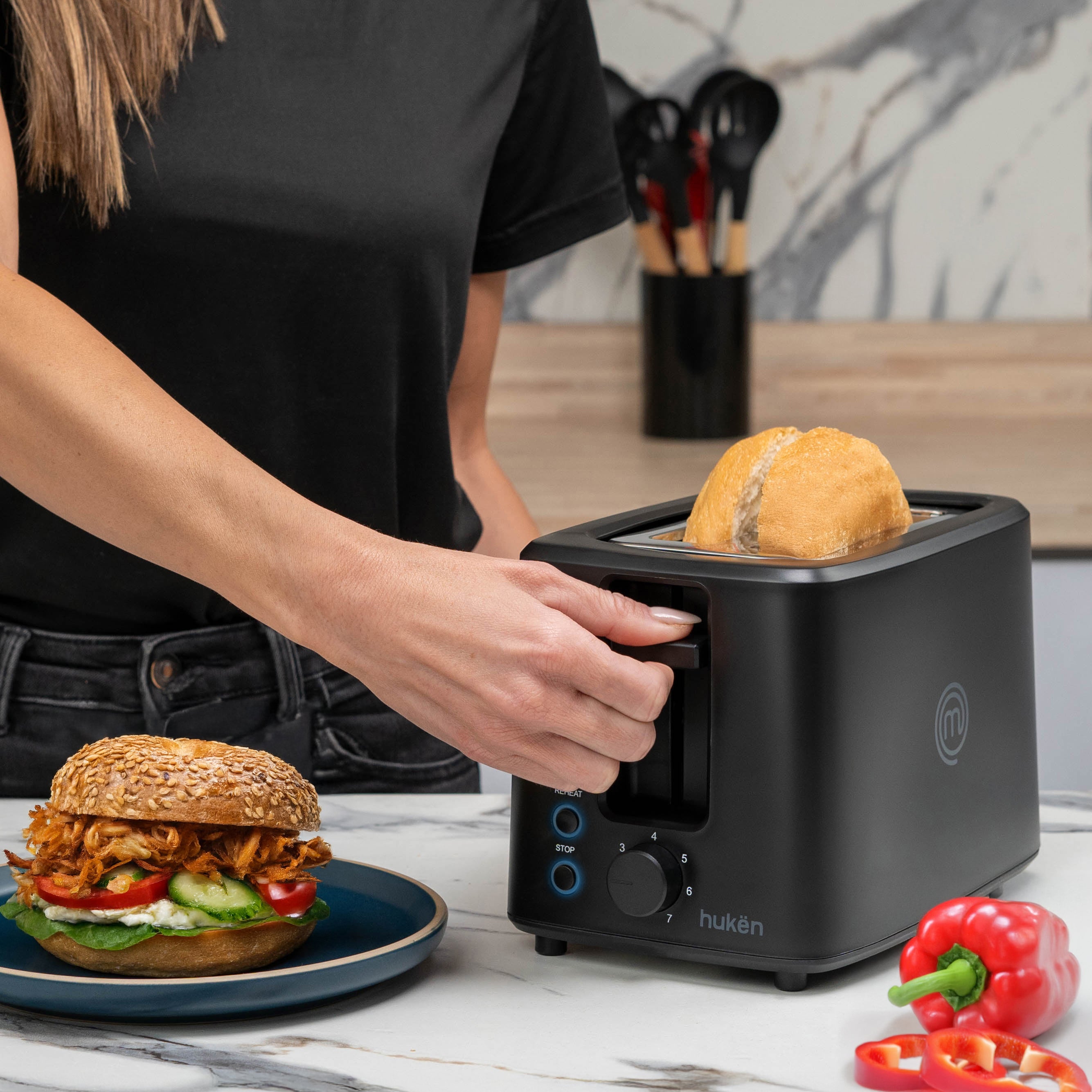 Tostador de Pan | Negro | Ranura XG | 2 Rebanadas